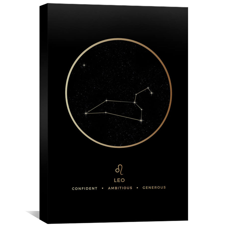 Leo Traits Gold Canvas Art 40 x 60cm / Unframed Canvas Print Clock Canvas
