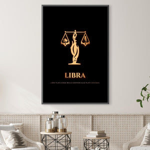 Libra - Gold Canvas Art Clock Canvas