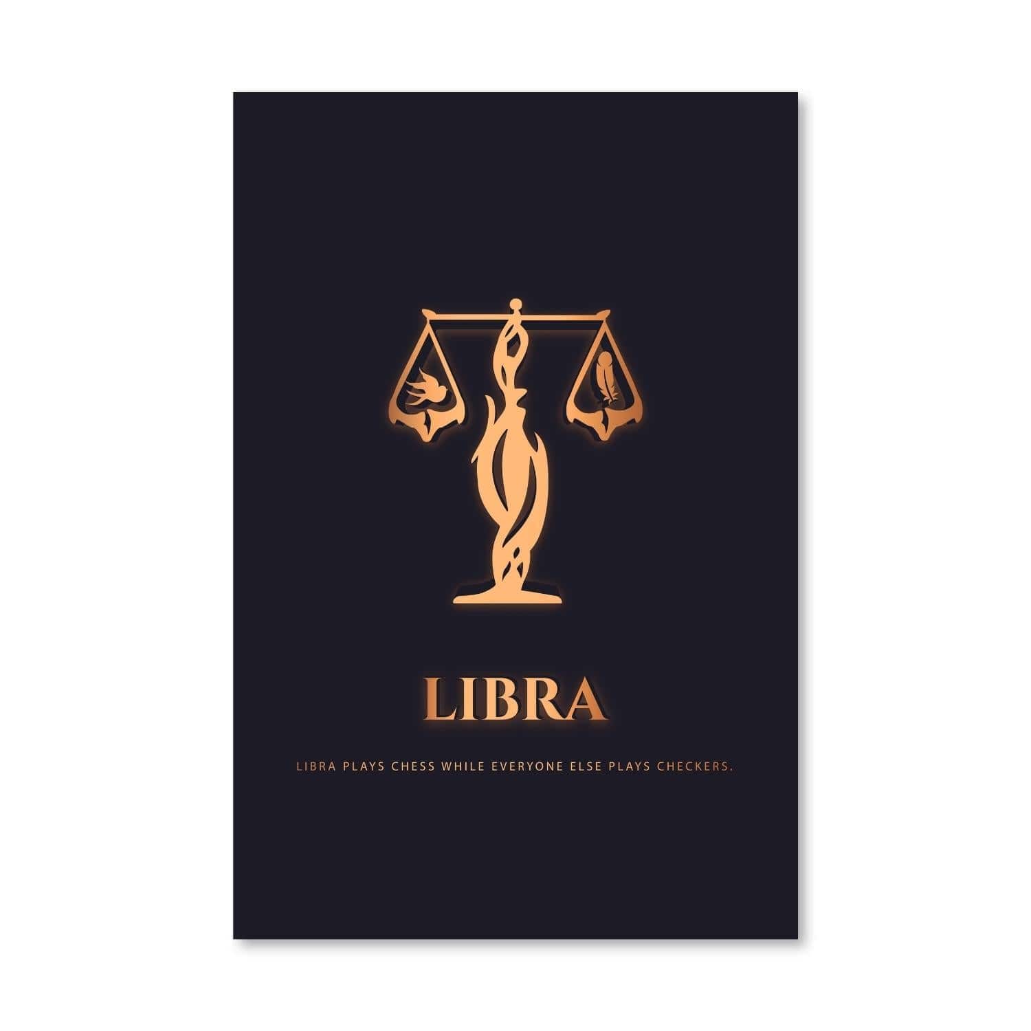 Libra - Gold Canvas Art Clock Canvas
