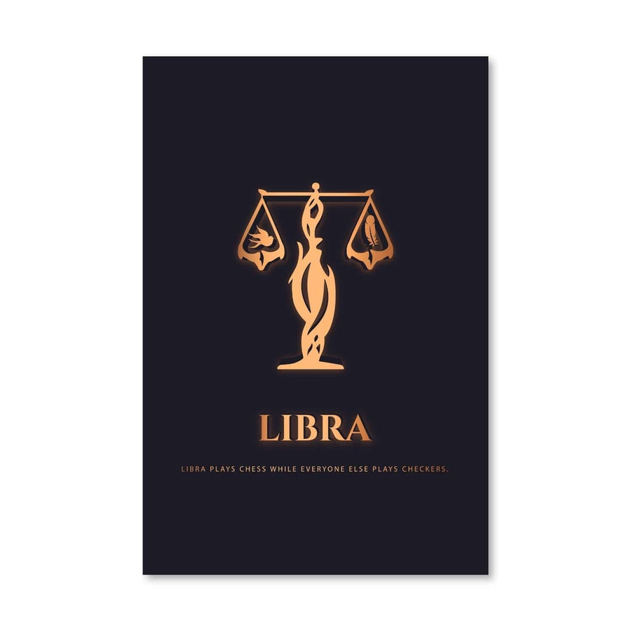 Libra - Gold Canvas Art Clock Canvas