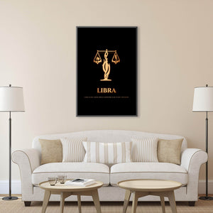 Libra - Gold Clock Canvas