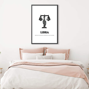Libra - White Clock Canvas