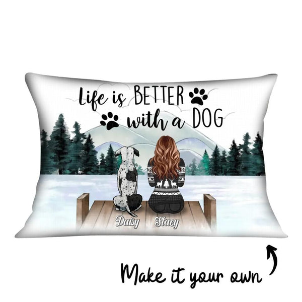 Life is Better With a Dog Cushion Customizer Landscape Cushion / Polyester Linen / 48 x 33cm Clock Canvas
