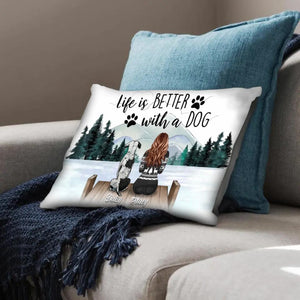 Life is Better With a Dog Cushion Customizer Landscape Cushion / Polyester Linen / 48 x 33cm Clock Canvas