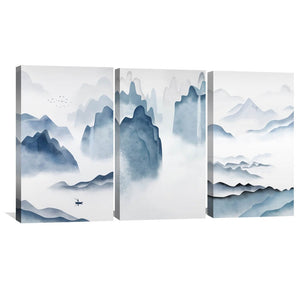 Light Landscape Canvas Art Set of 3 / 30 x 45cm / Unframed Canvas Print Clock Canvas