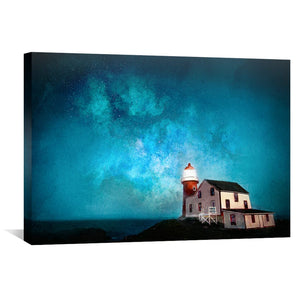 Lighthouse and the Stars Canvas Art 50 x 25cm / Unframed Canvas Print Clock Canvas