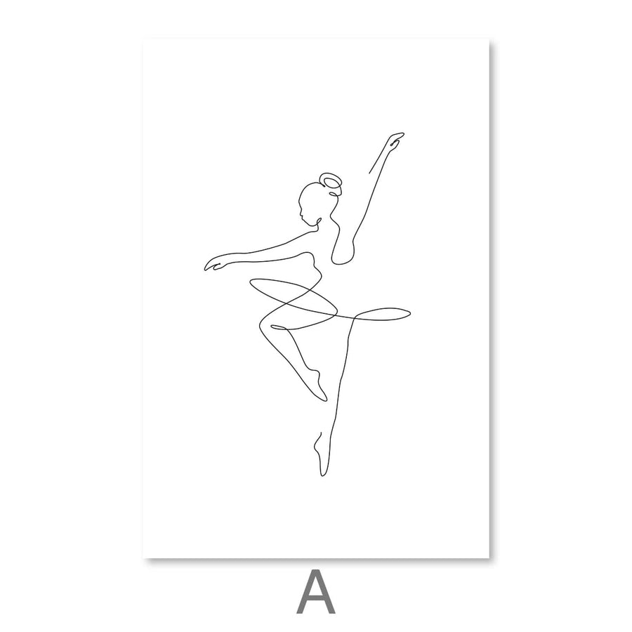 Line Ballerinas Canvas Art A / 30 x 45cm / Unframed Canvas Print Clock Canvas