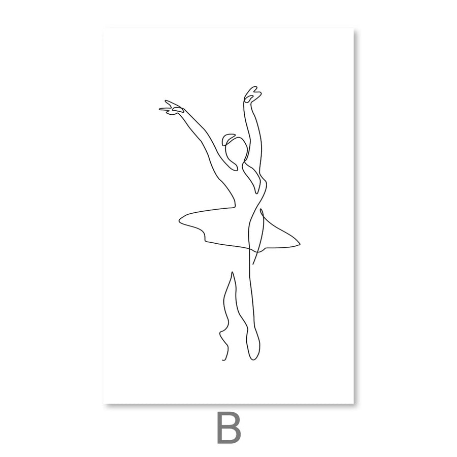 Line Ballerinas Canvas Art B / 30 x 45cm / Unframed Canvas Print Clock Canvas
