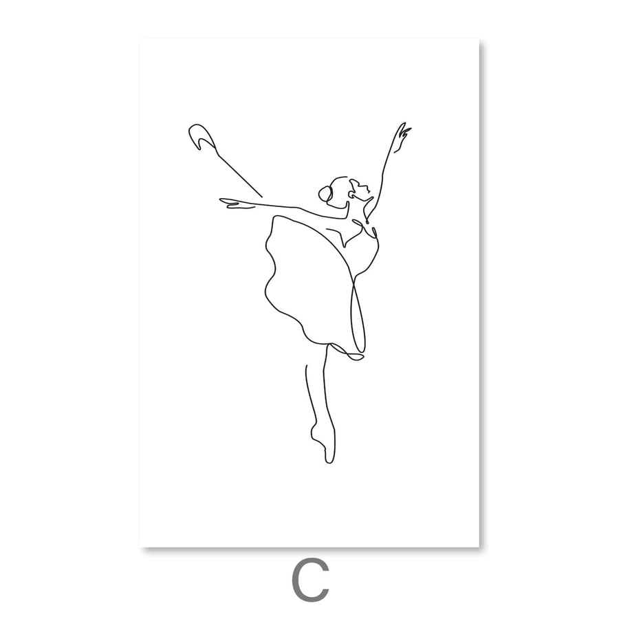 Line Ballerinas Canvas Art C / 30 x 45cm / Unframed Canvas Print Clock Canvas