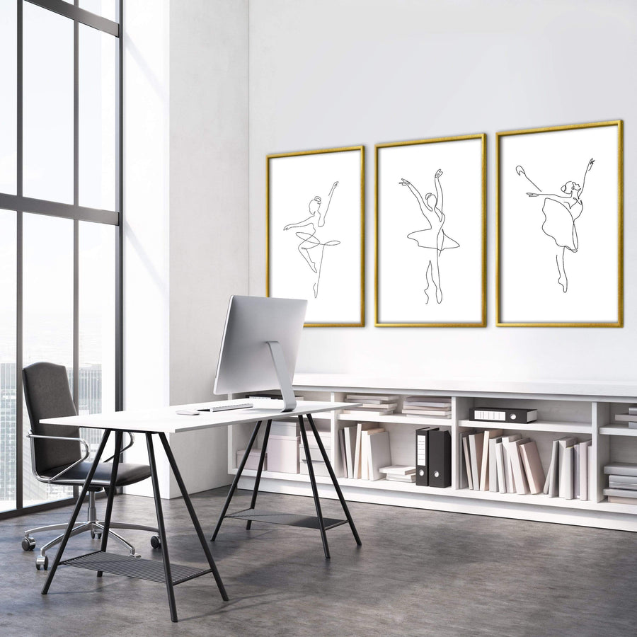 Line Ballerinas Canvas Art Clock Canvas