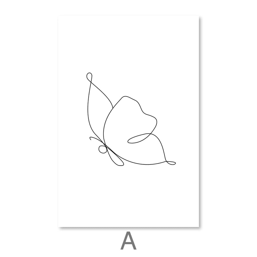 Line Butterflies Canvas Art A / 30 x 45cm / Unframed Canvas Print Clock Canvas