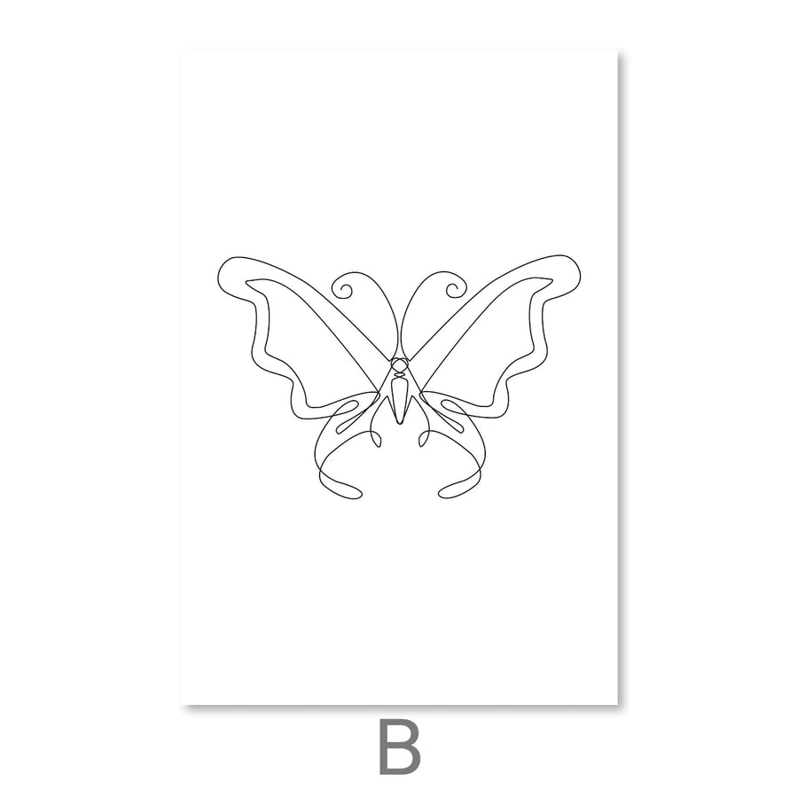 Line Butterflies Canvas Art B / 30 x 45cm / Unframed Canvas Print Clock Canvas