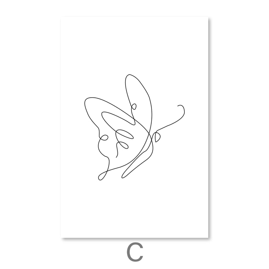Line Butterflies Canvas Art C / 30 x 45cm / Unframed Canvas Print Clock Canvas