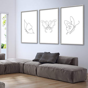 Line Butterflies Canvas Art Clock Canvas
