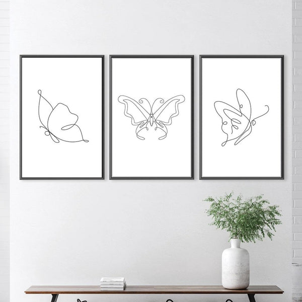 Line Butterflies Canvas Art Clock Canvas