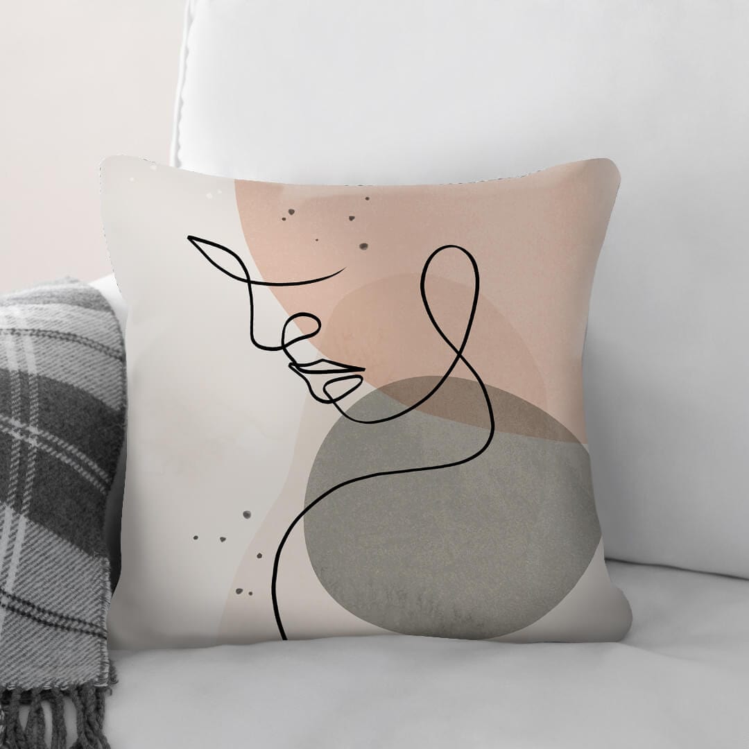 Line Figures C Cushion Cushion 45 x 45cm Clock Canvas