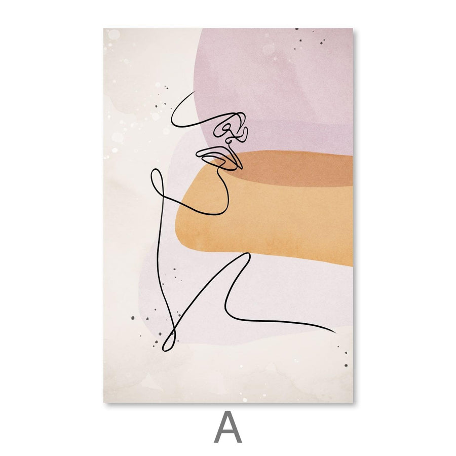 Line Figures Canvas Art Clock Canvas