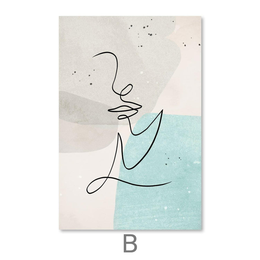 Line Figures Canvas Art B / 30 x 45cm / Unframed Canvas Print Clock Canvas