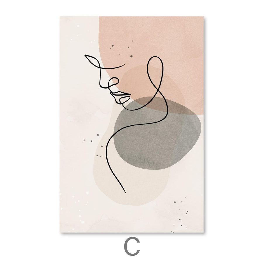 Line Figures Canvas Art C / 30 x 45cm / Unframed Canvas Print Clock Canvas