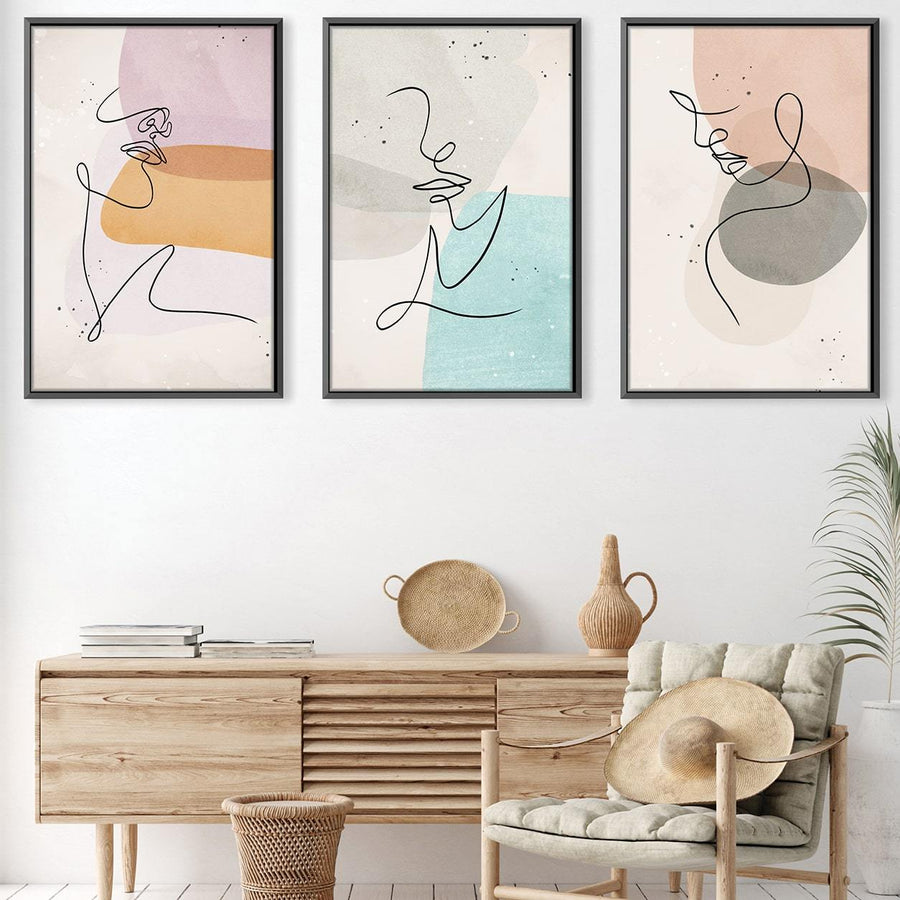 Line Figures Canvas Art Clock Canvas