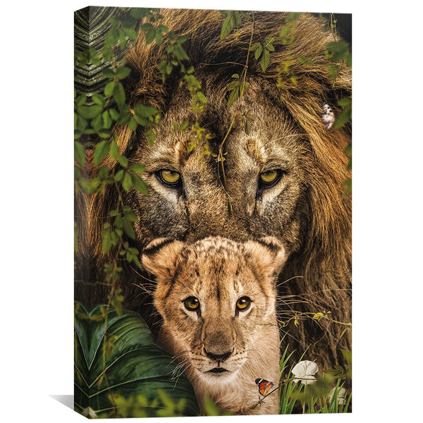 Lion and Cub 2 Canvas Art Clock Canvas