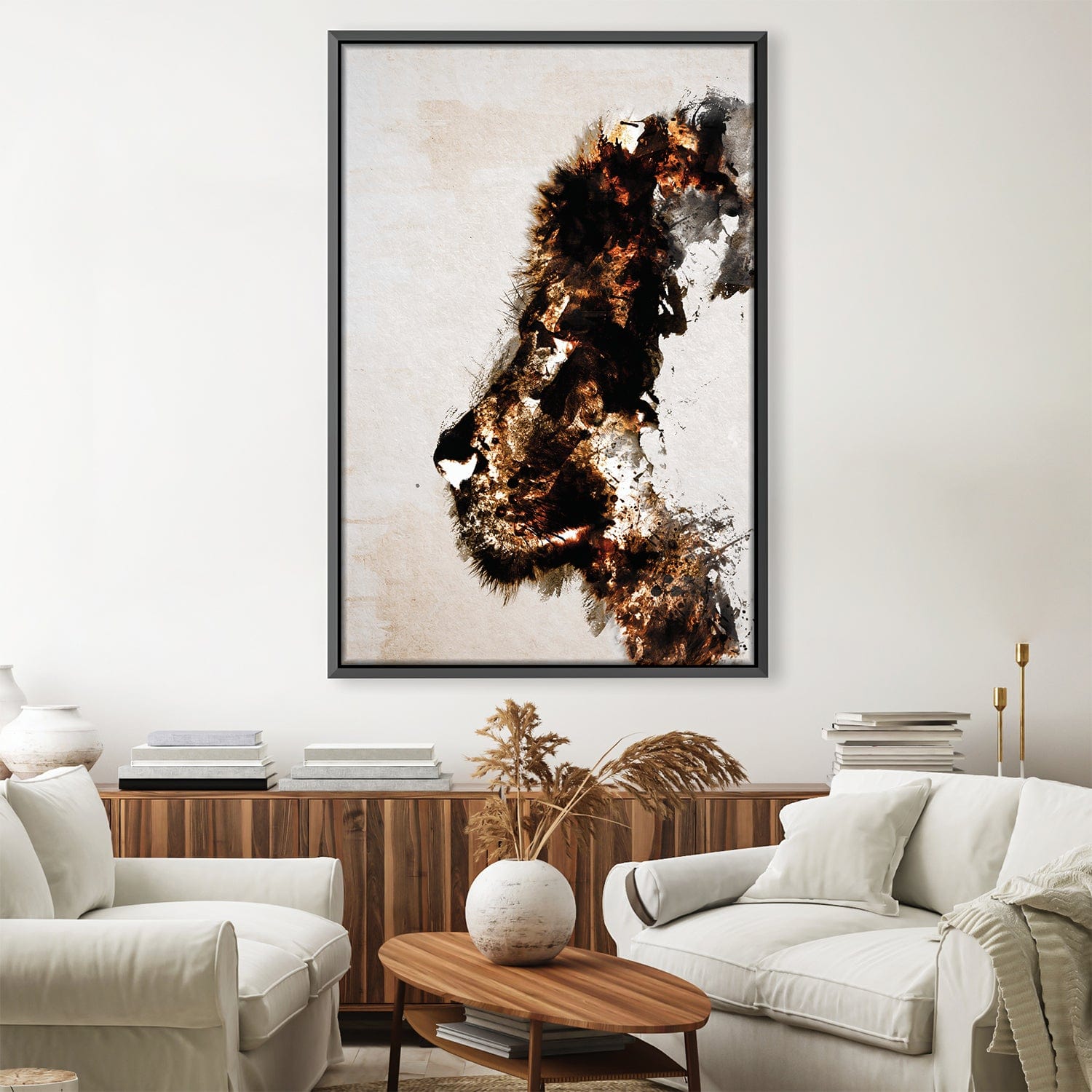 Lion Contour Canvas Art Clock Canvas