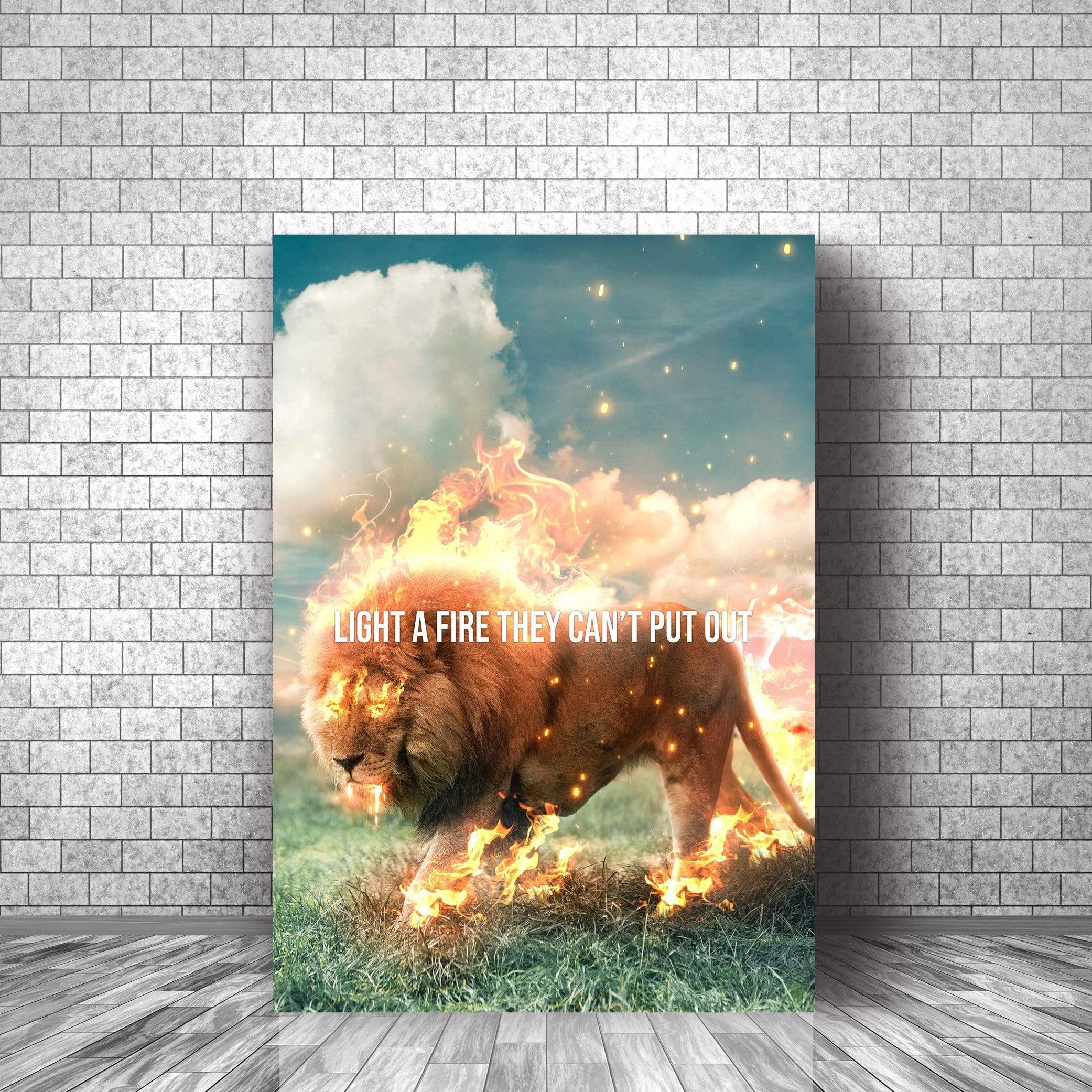 Lion Fire Clock Canvas