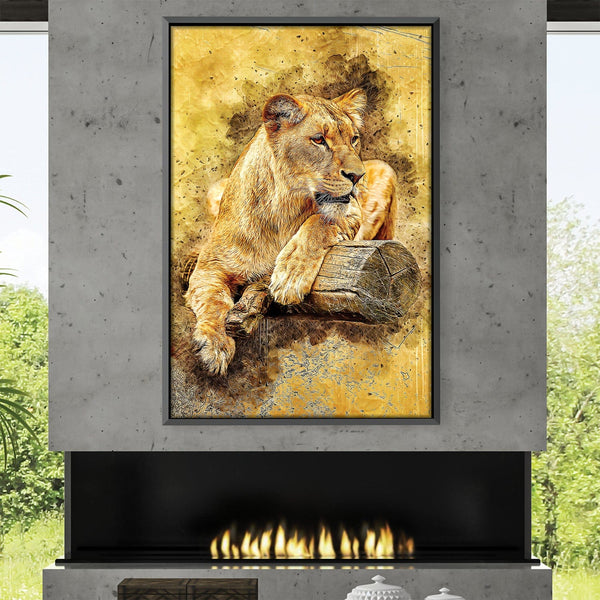 Lioness Canvas Art 30 x 45cm / Unframed Canvas Print Clock Canvas