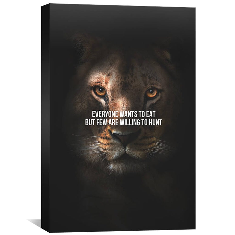 Lioness Hunt Clock Canvas
