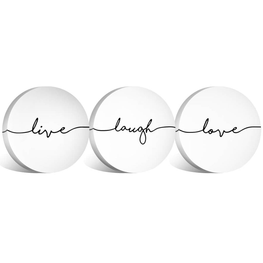 Live Laugh Love Canvas - Circle Art Set of 3 / 40 x 40cm / Standard Gallery Wrap Clock Canvas