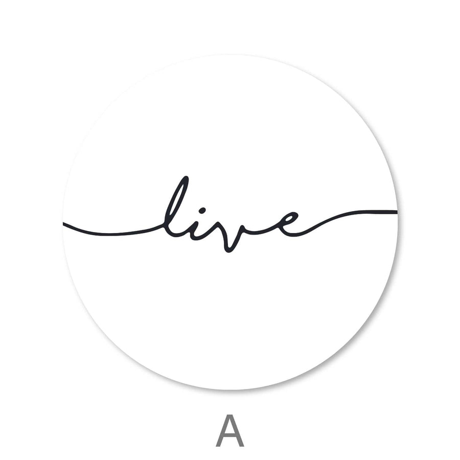 Live Laugh Love - Circle Canvas Art A / 40 x 40cm / Standard Gallery Wrap Clock Canvas