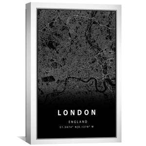 London Black Map Canvas Art Clock Canvas