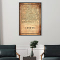 London Vintage Map Canvas Art Clock Canvas