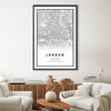 London White Map Canvas Art Clock Canvas