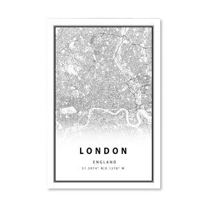 London White Map Canvas Art Clock Canvas