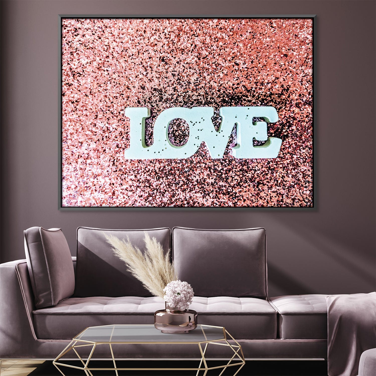 Love in Pink Canvas Art 45 x 30cm / Unframed Canvas Print Clock Canvas