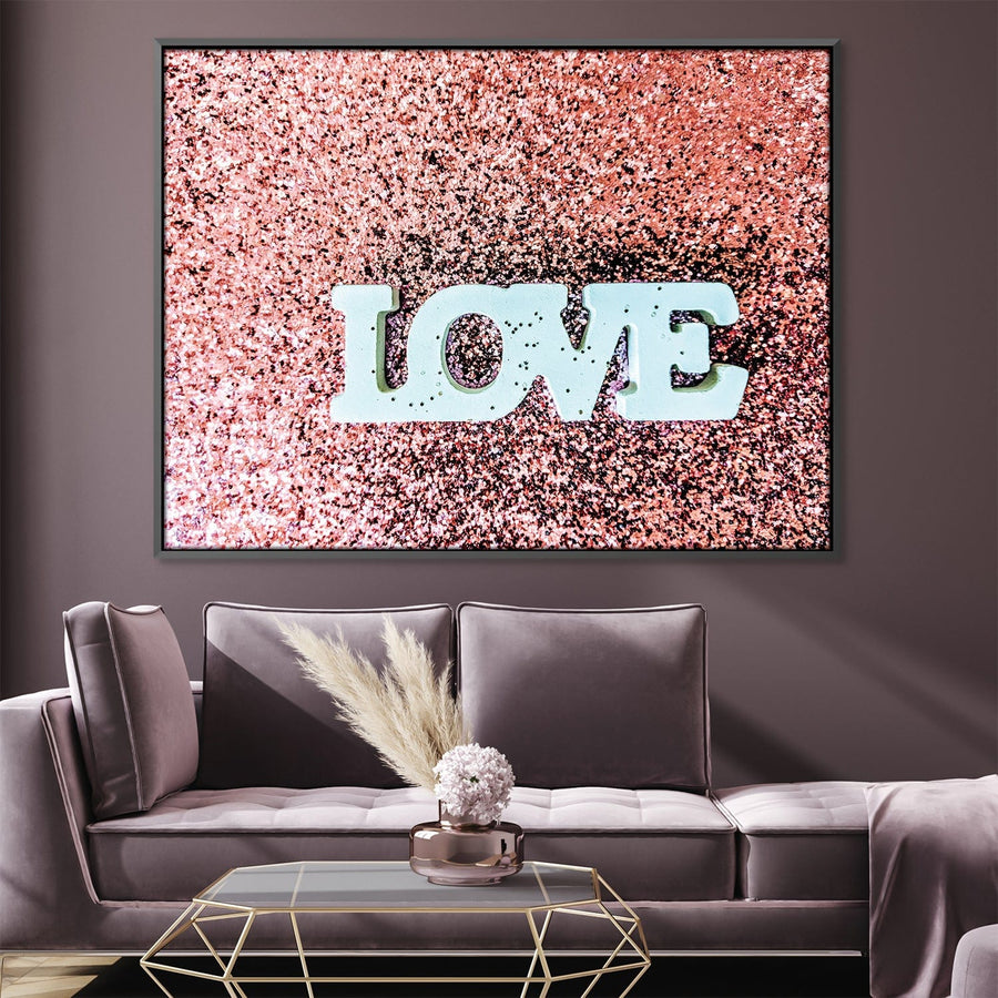 Love in Pink Canvas Art 45 x 30cm / Unframed Canvas Print Clock Canvas