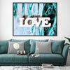 Love in Teal Canvas Art 45 x 30cm / Unframed Canvas Print Clock Canvas