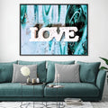Love in Teal Canvas Art 45 x 30cm / Unframed Canvas Print Clock Canvas