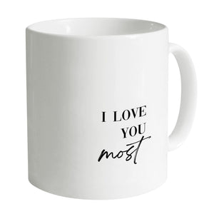 Love You More Mug Mug B / White Clock Canvas
