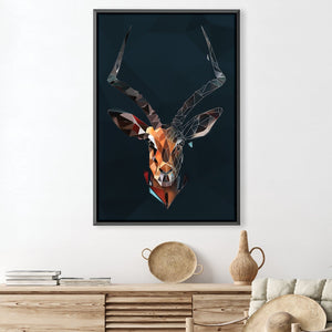 Low Poly Antelope Dark Canvas Art 30 x 45cm / Unframed Canvas Print Clock Canvas