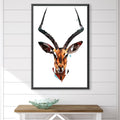 Low Poly Antelope Light Canvas Art Clock Canvas