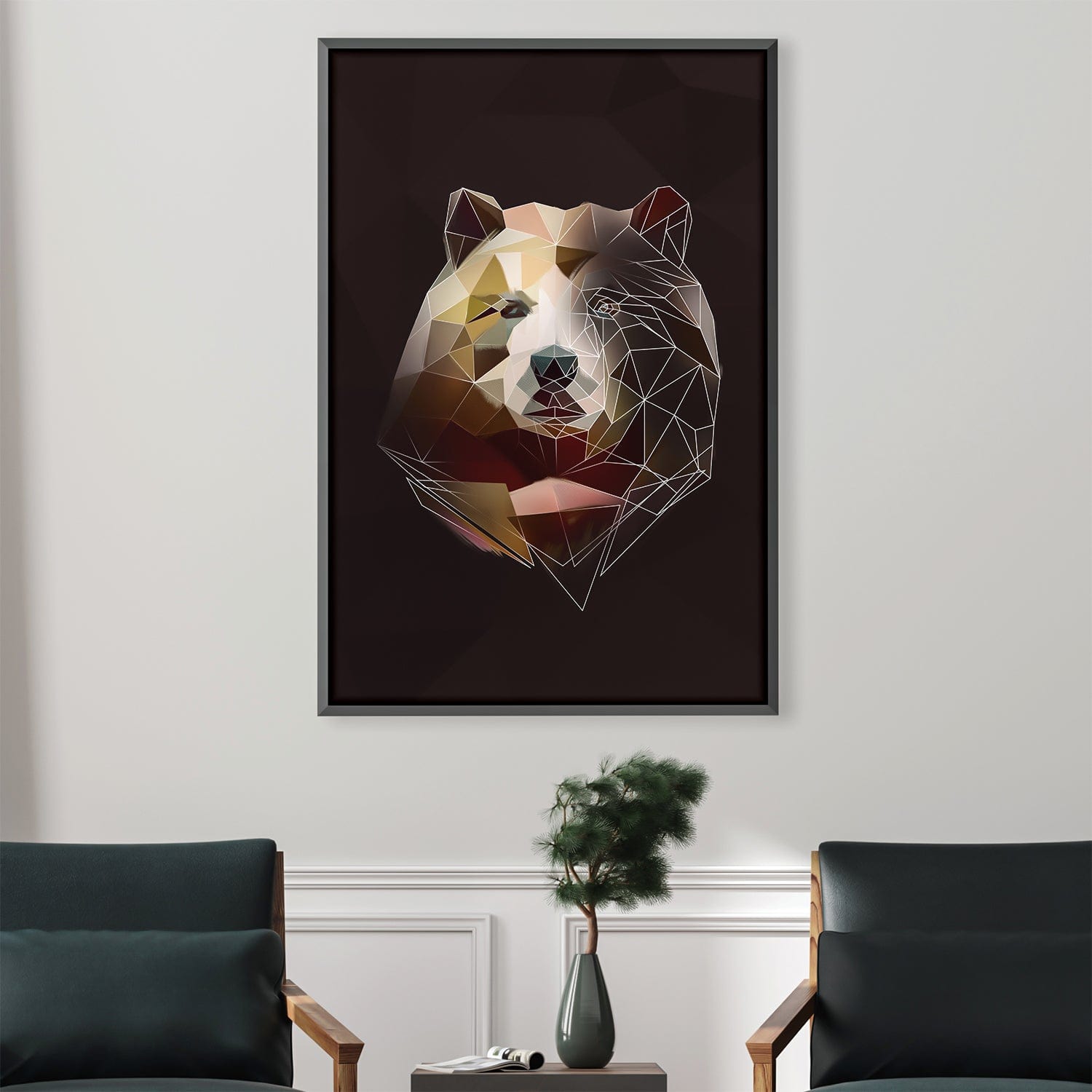 Low Poly Bear Dark Canvas product thumbnail