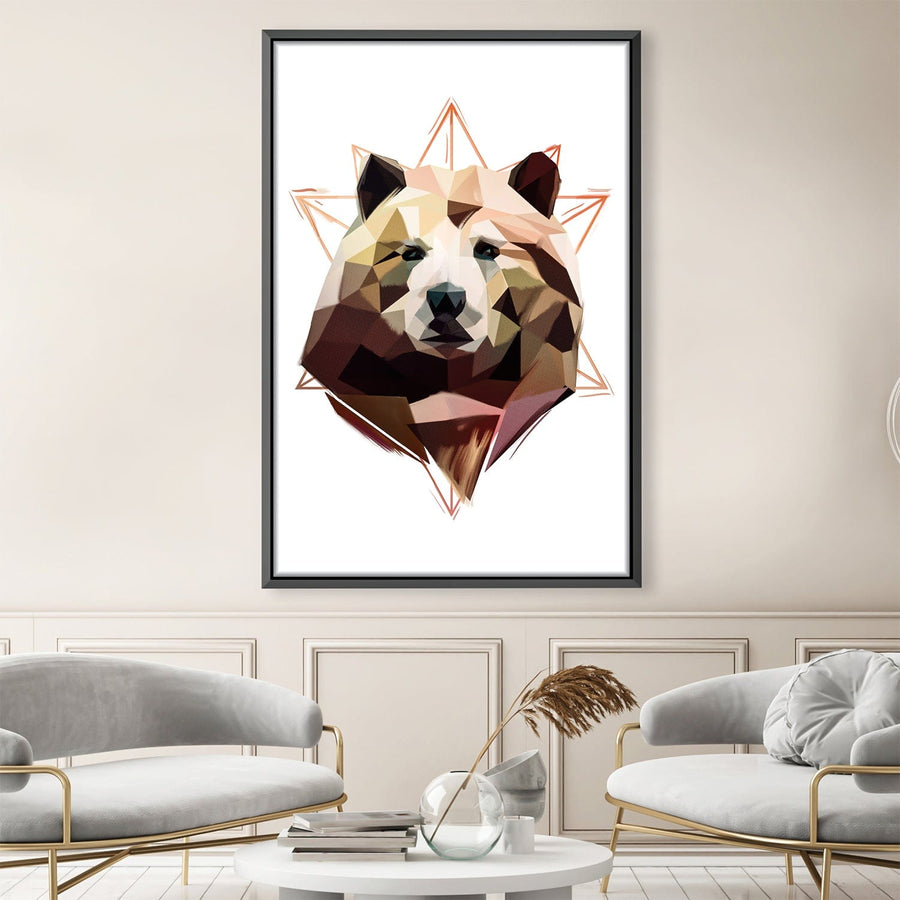 Low Poly Bear Light Canvas Art 30 x 45cm / Unframed Canvas Print Clock Canvas