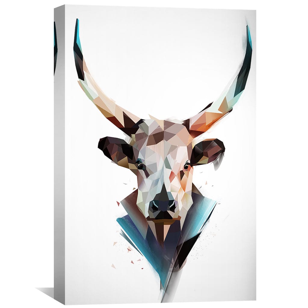 Low Poly Bull Light Canvas Art Clock Canvas