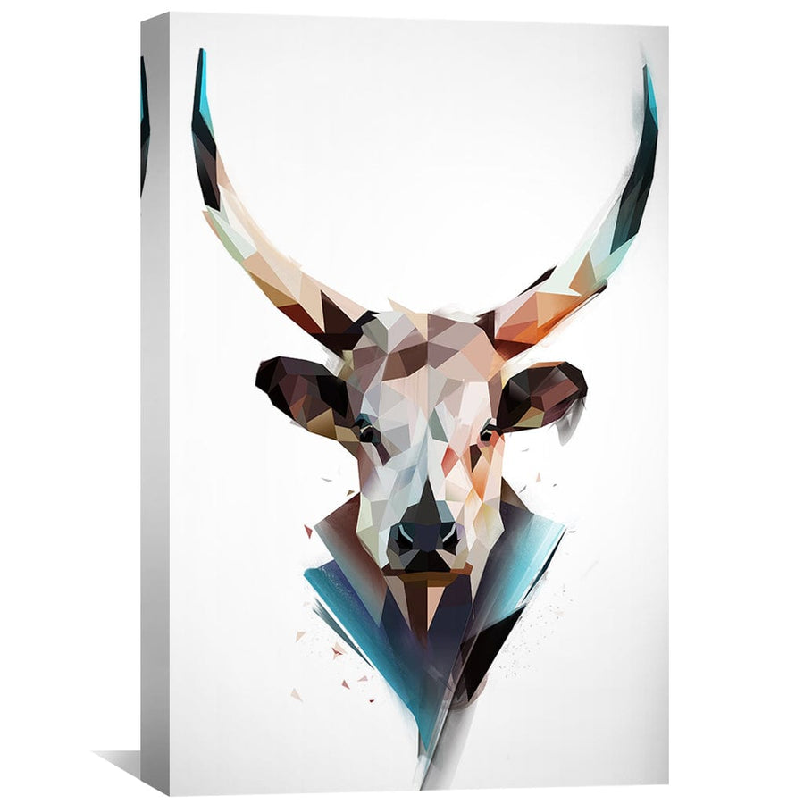 Low Poly Bull Light Canvas Art Clock Canvas