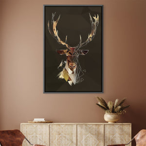 Low Poly Deer Dark Canvas Art 30 x 45cm / Unframed Canvas Print Clock Canvas