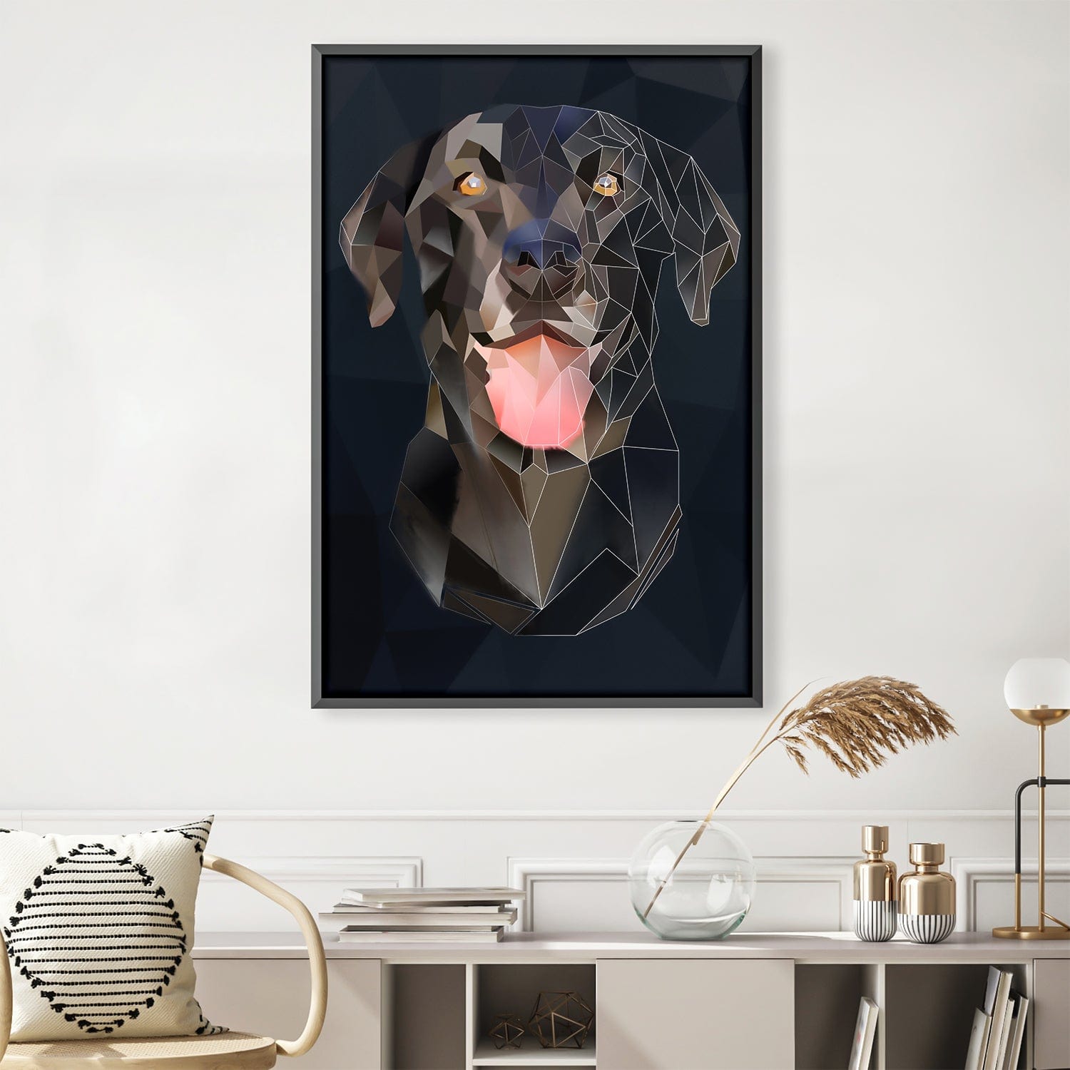 Low Poly Dog Dark Canvas product thumbnail