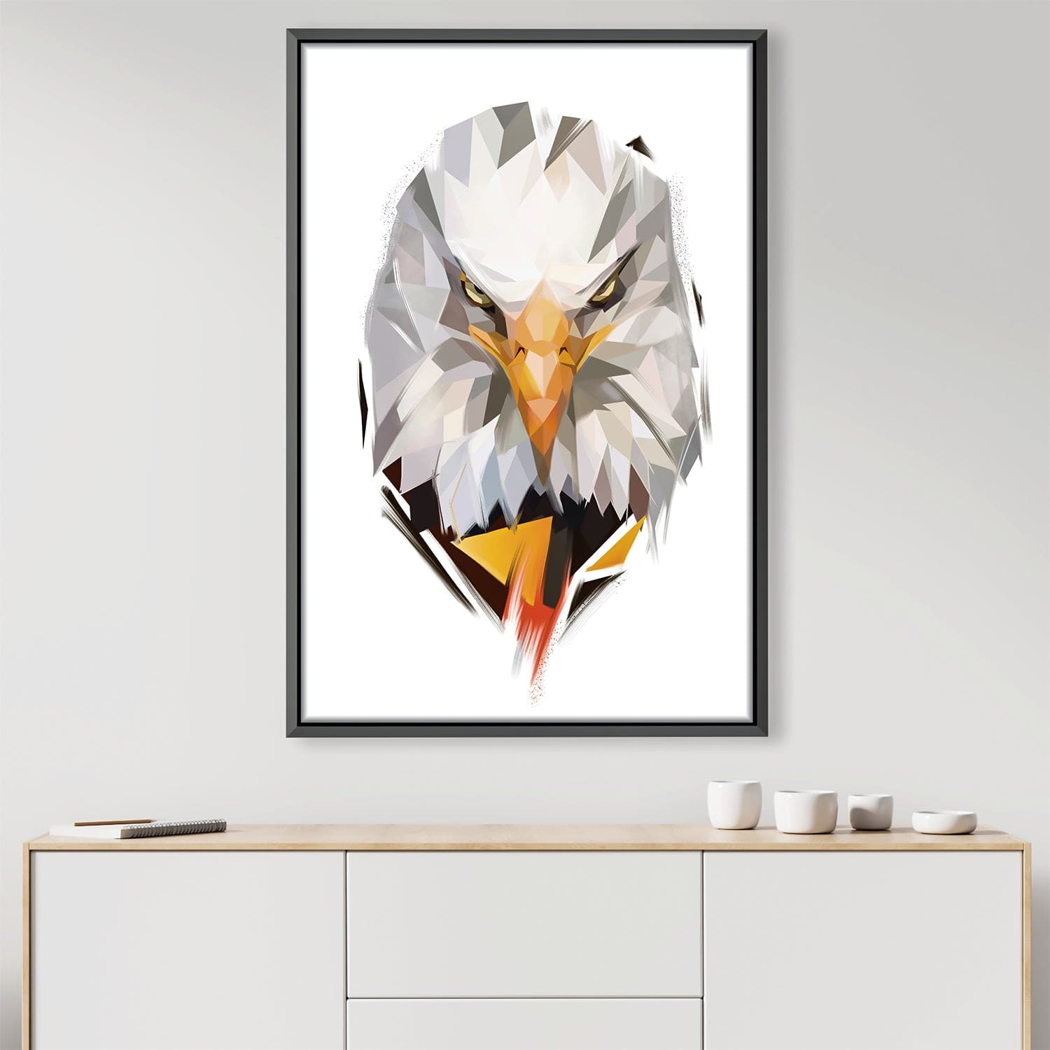 Low Poly Eagle 2 Light Canvas Art 30 x 45cm / Unframed Canvas Print Clock Canvas