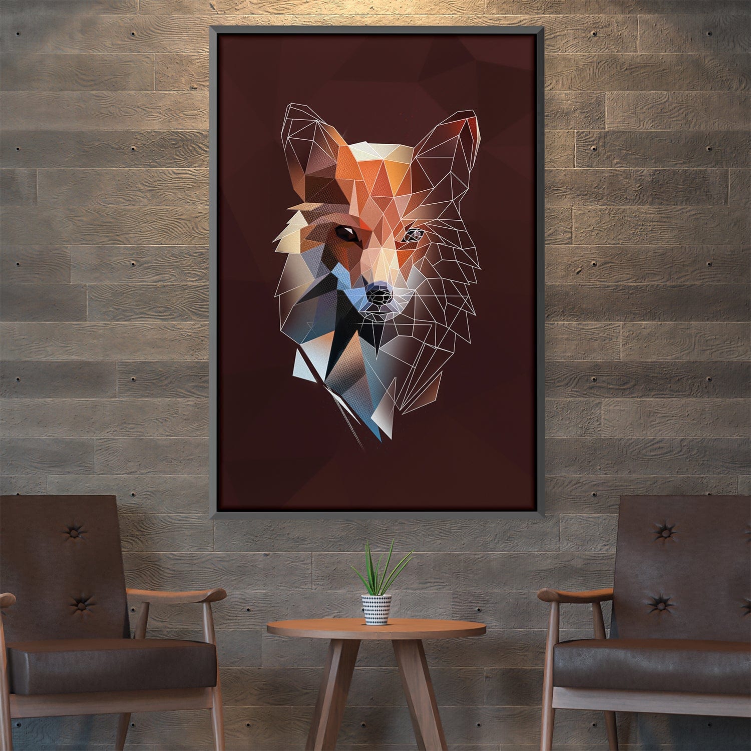 Low Poly Fox Dark Canvas product thumbnail